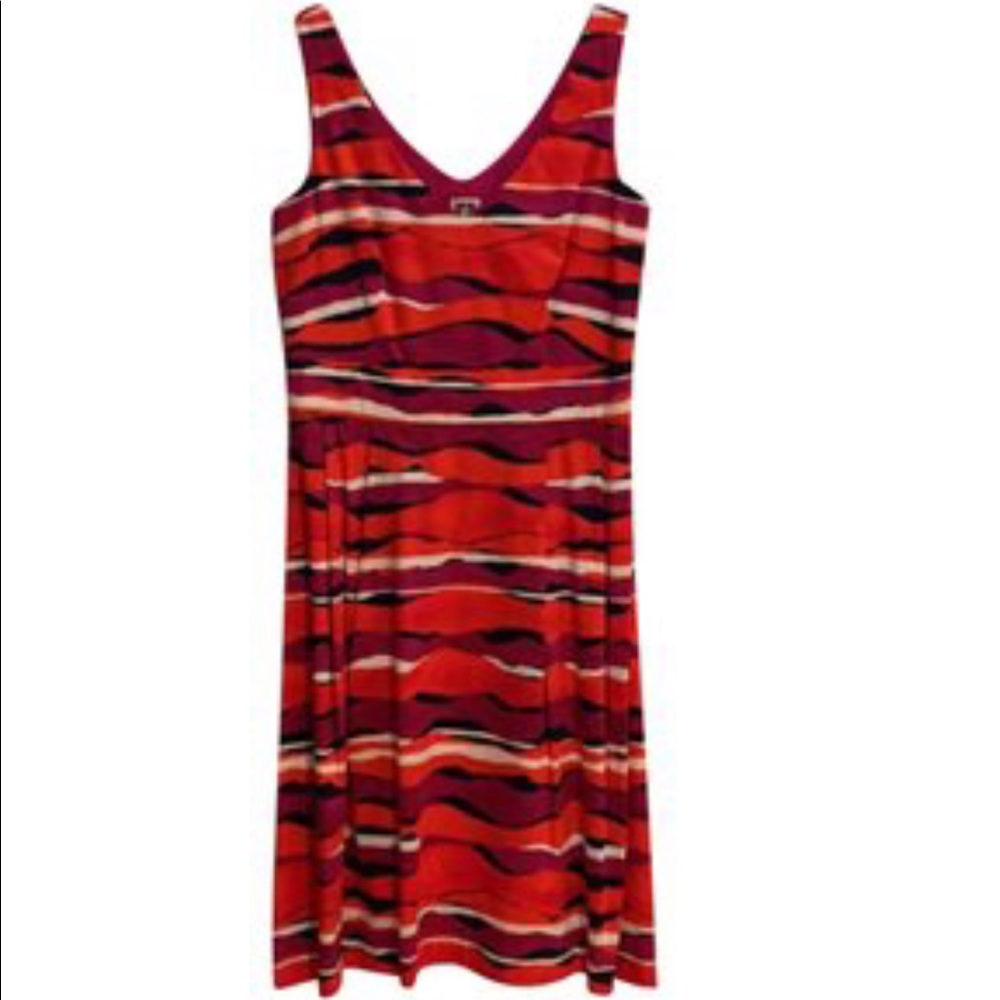 Anne Klein Red Striped Sleeveless Dress